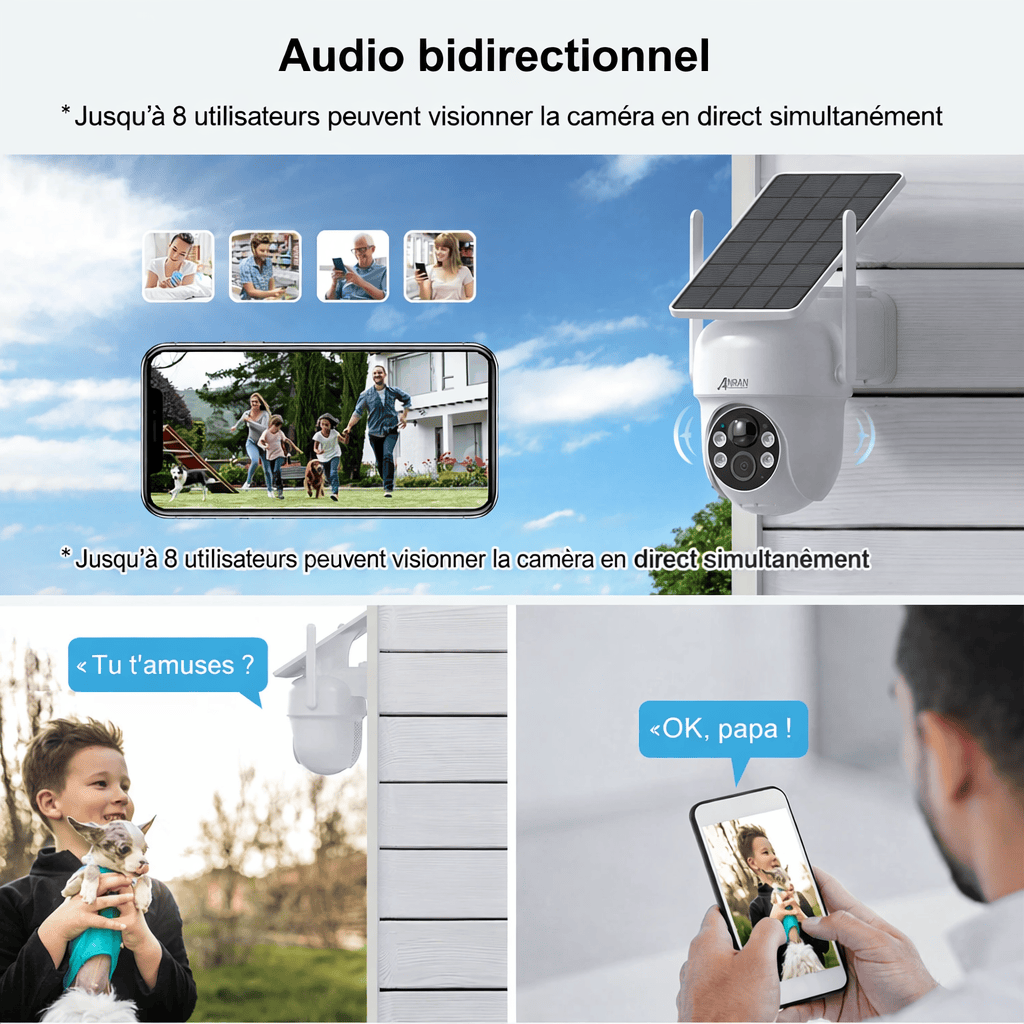 Canvanation Camera De Surveillance Extérieure Wifi Avec Panneau Solaire