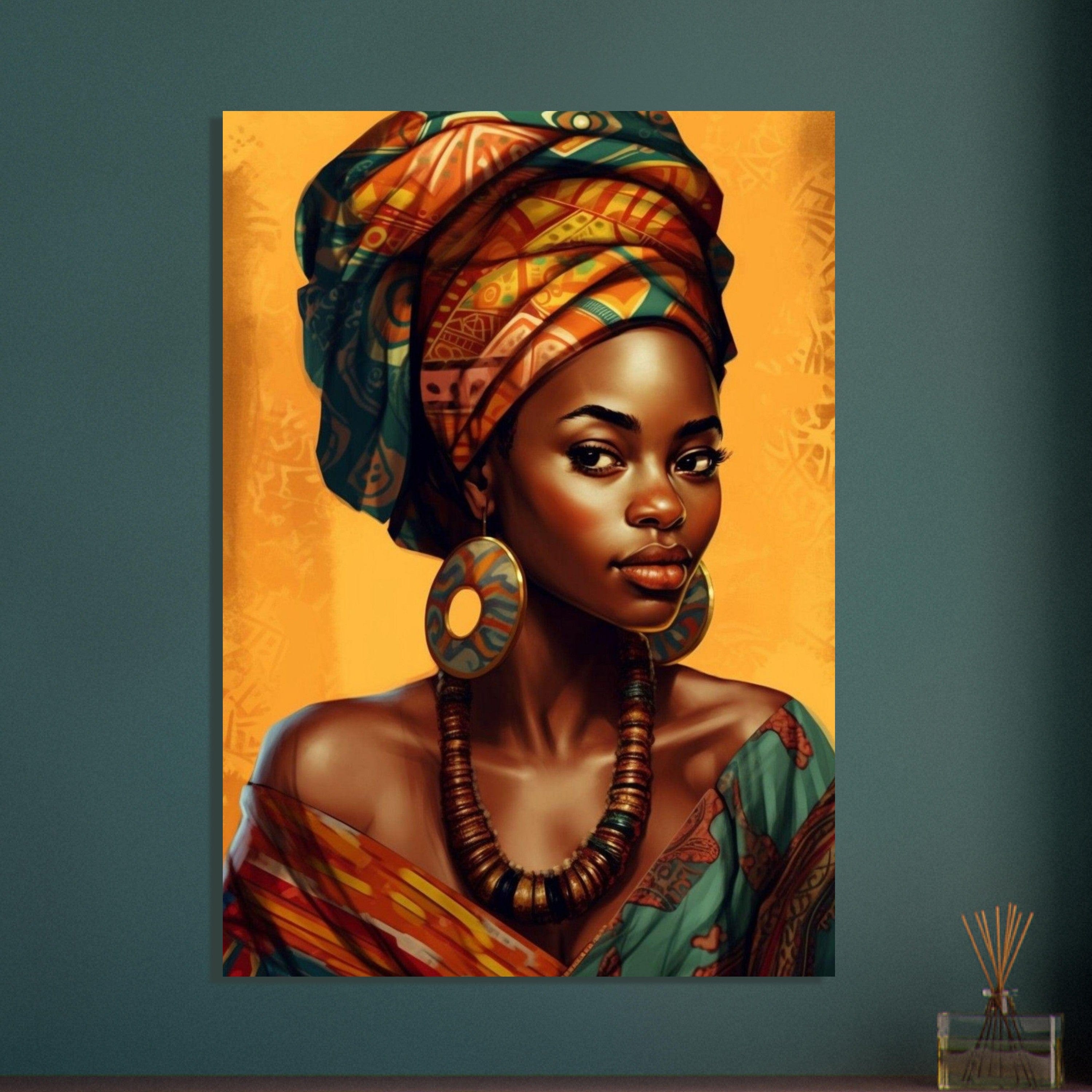 Tableau Africain Femme Turban