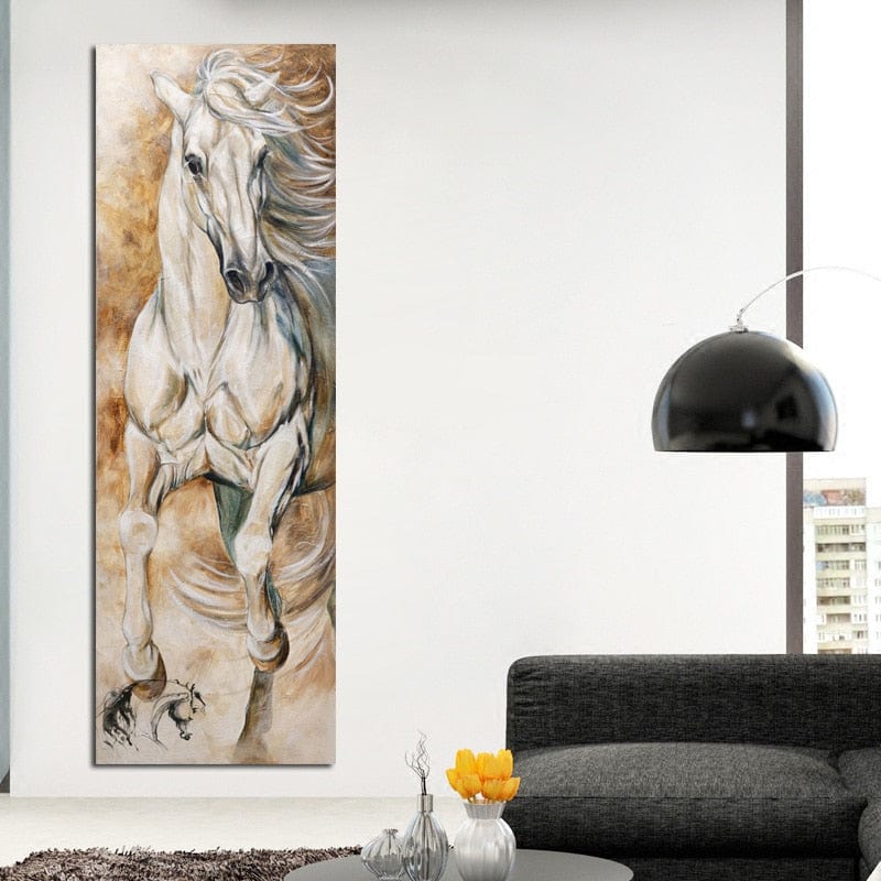 Canvanation 20x60cm Affiche Cheval Sauvage Blanc