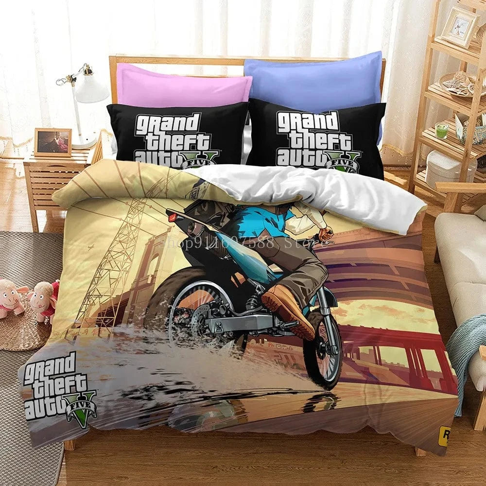 Canvanation 10 / 260x220cm Housse De Couette - Video Game GTA V Set 3D, Grand Theft Auto 5