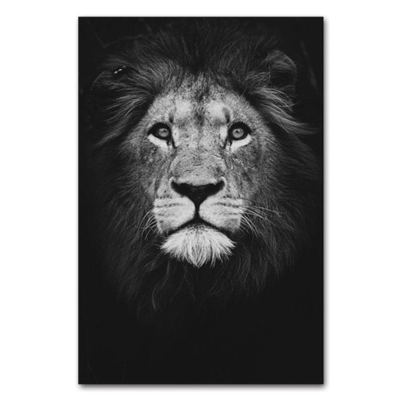 Toile Lion Noir Et Blanc - Canvanation