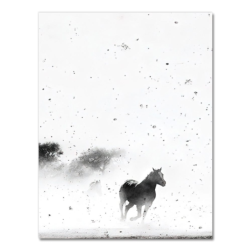 Tableau Chevaux Couple Noir Et Blanc - Canvanation