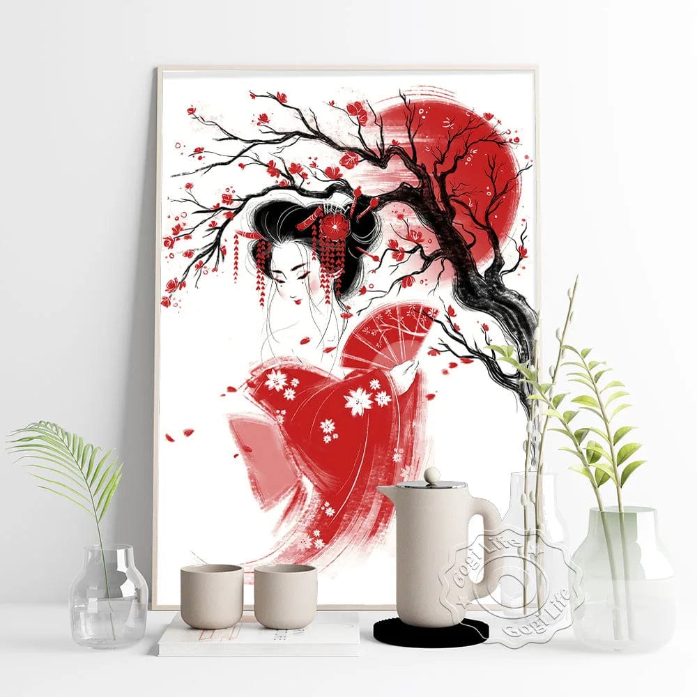 Affiche Japonaise Rouge Noir Vintage Canvanation