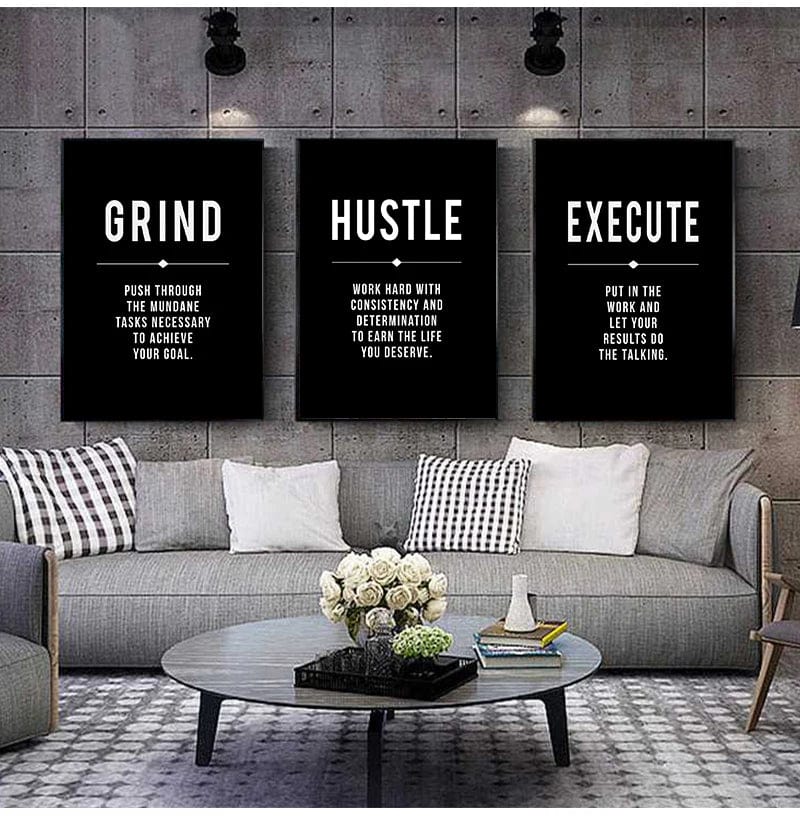 Affiche Motivation Chambre Grind Hustle Success