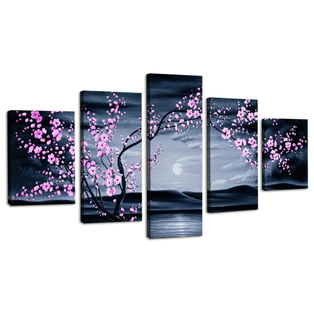 Affiche Japonaise En Toile 5 Pièces Peintures Sakura Canvanation