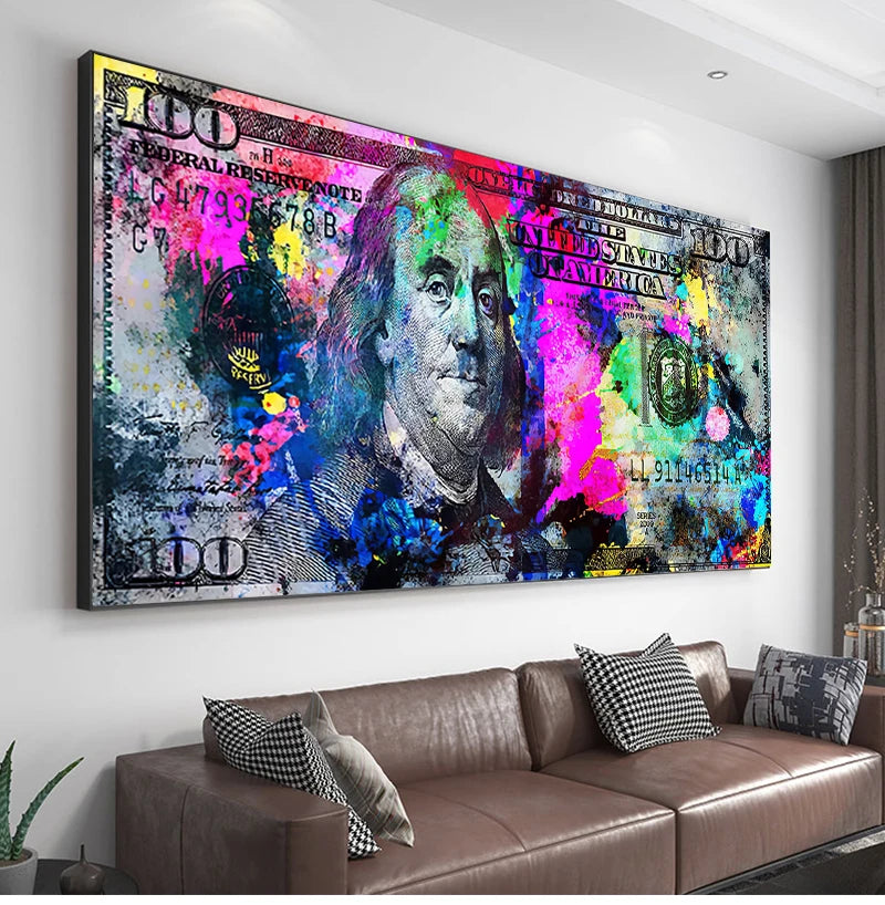 Affiche Pop Art Billet De Banque Benjamin Franklin