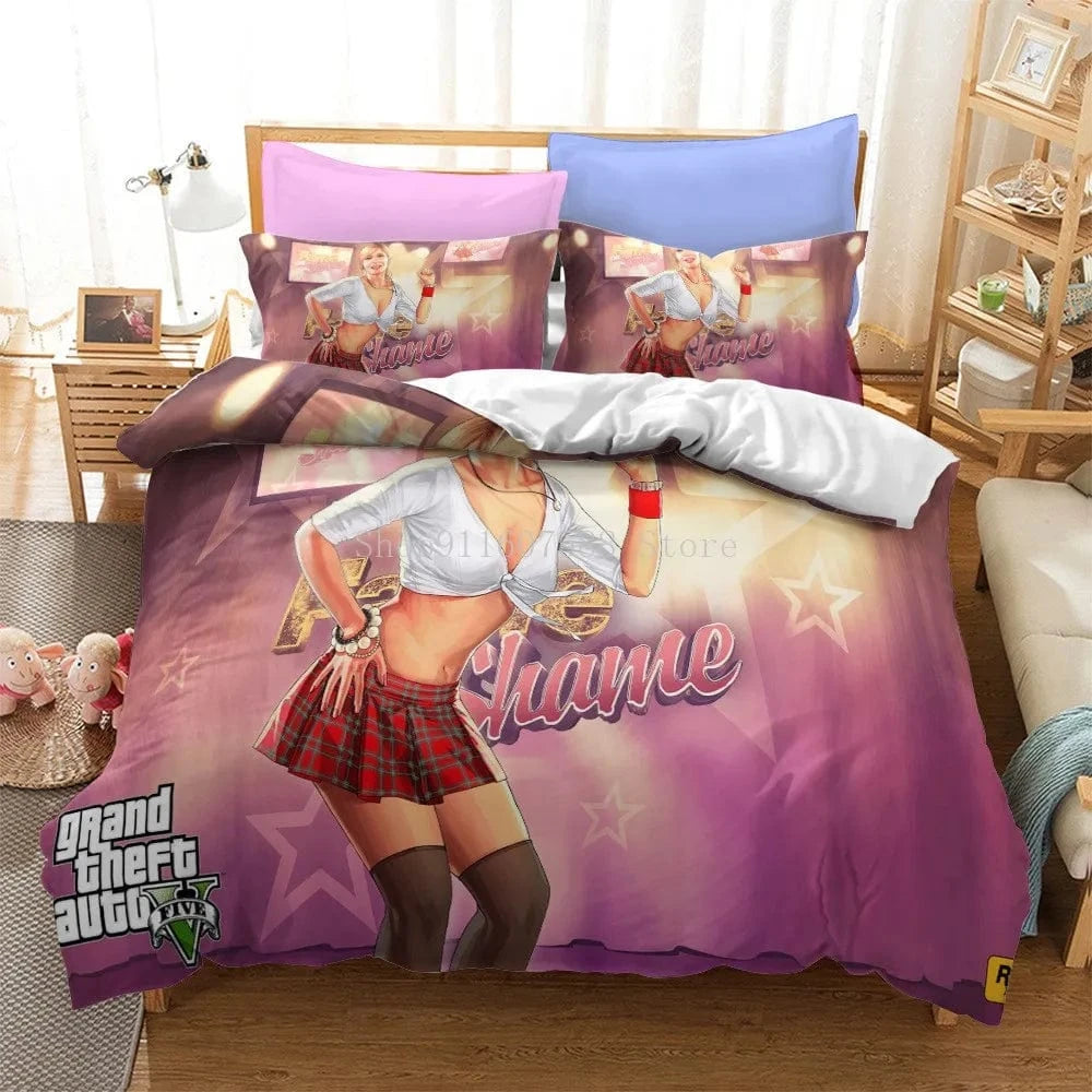 Canvanation 4 / 260x220cm Housse De Couette - Video Game GTA V Set 3D, Grand Theft Auto 5