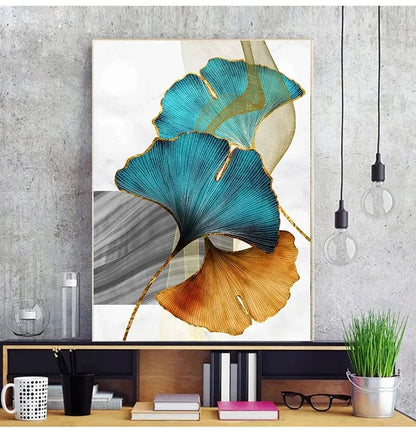 Canvanation Affiche Fleurs Bleu Jaune Orange