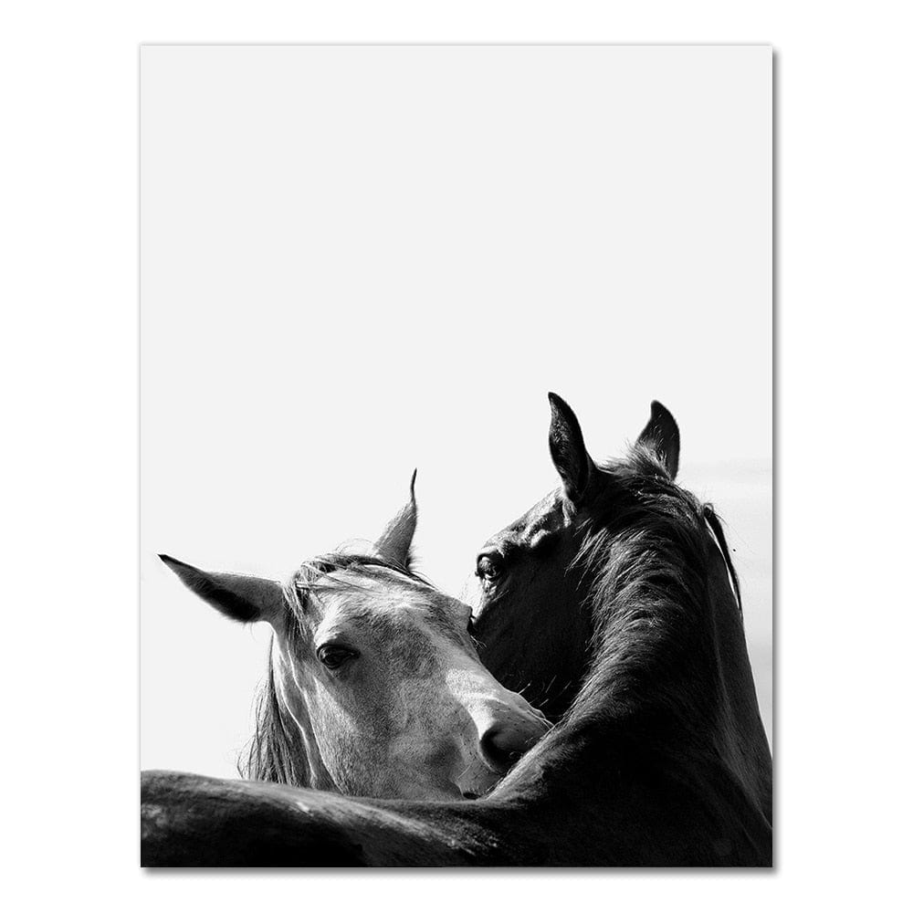 Tableau Chevaux Couple Noir Et Blanc - Canvanation