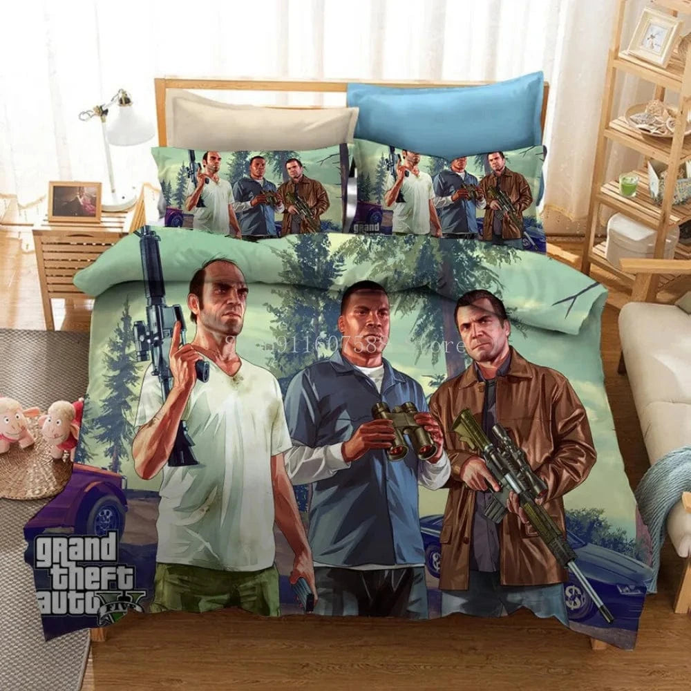Canvanation 9 / 260x220cm Housse De Couette - Video Game GTA V Set 3D, Grand Theft Auto 5