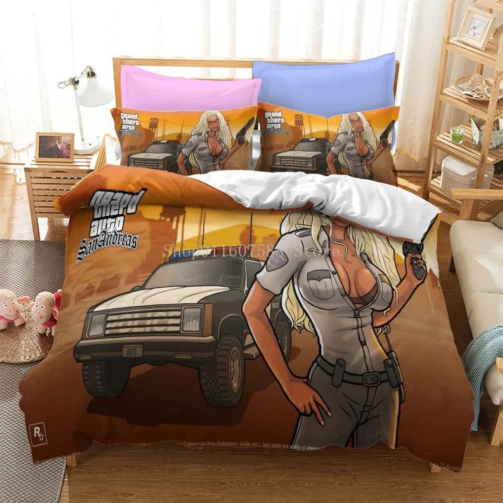 Canvanation 8 / 260x220cm Housse De Couette - Video Game GTA V Set 3D, Grand Theft Auto 5
