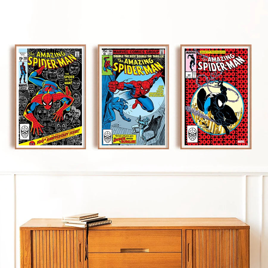 Poster Marvel Vintage 100th 200th 300th Edition Spider-Man Comic Cover