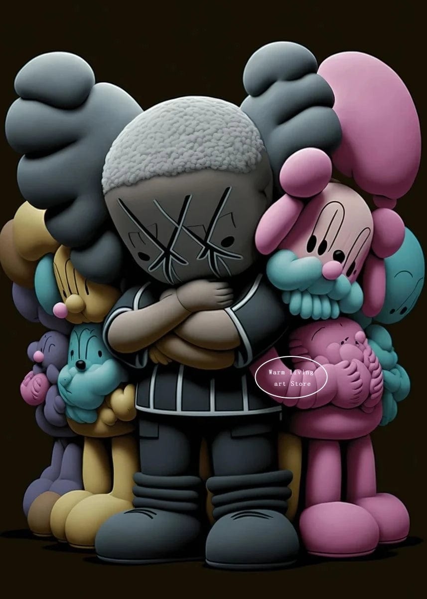 Poster Kaws Rose Grise Jaune