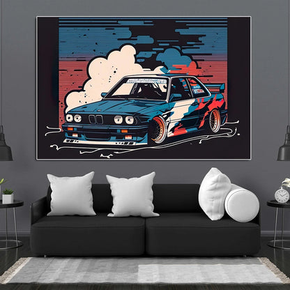 Affiche Voiture Bmw Sport Vintage Retro