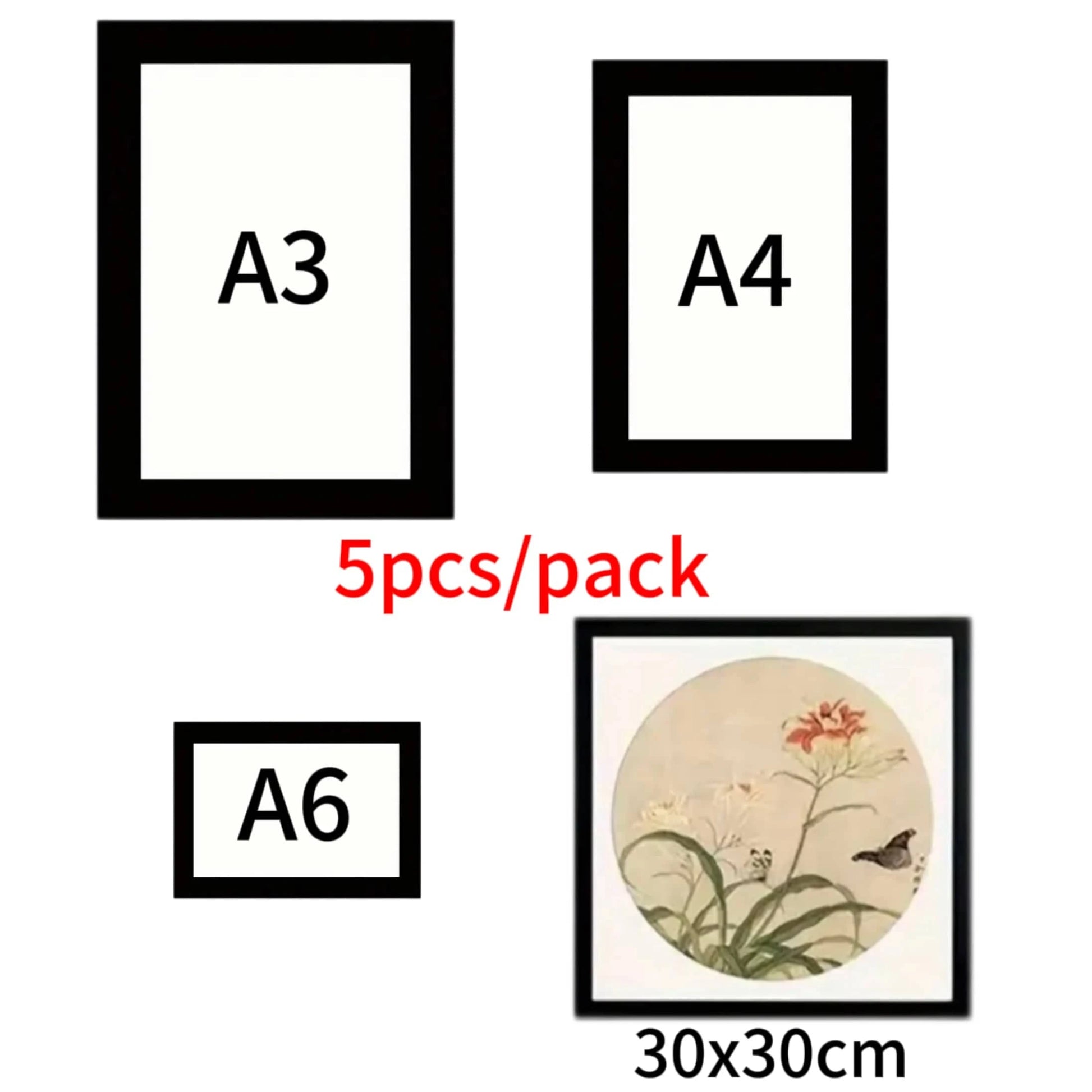 Canvanation Noir / A4 Cadre Photo Magnétique - Pack de 5