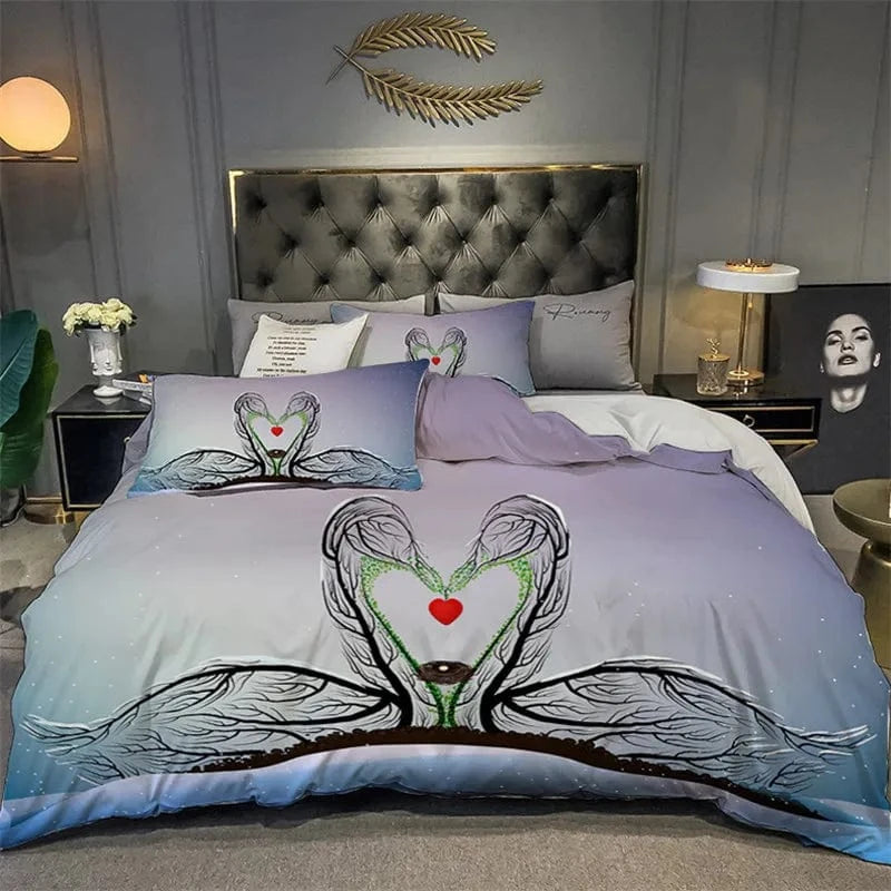 Canvanation Housse De Couette + Taies D'Oreillers - 3D Coeur