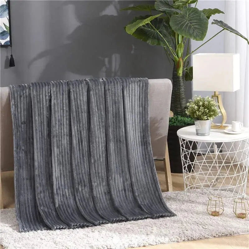 Canvanation Gris / 200x230cm(78x90inch Couverture Polaire Rayé