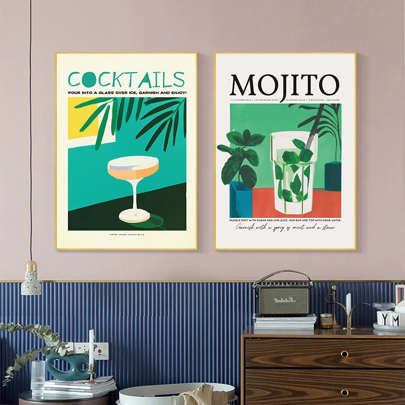 Affiche Cuisine Aperol, Gin Tonic , Mojito