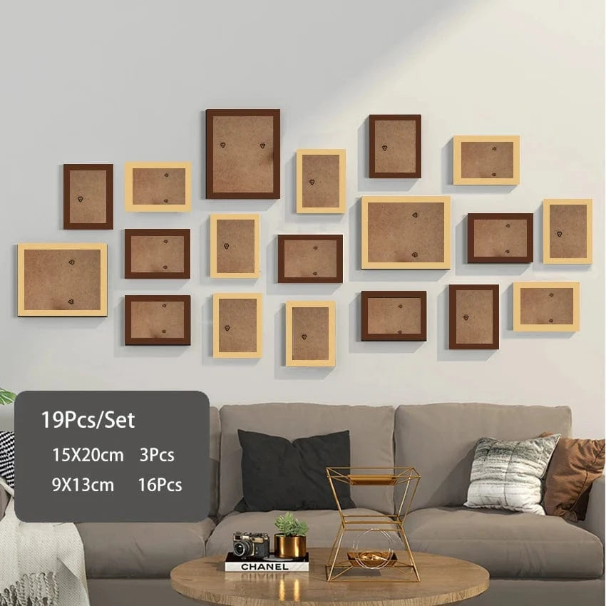 Canvanation Café Bois / Imitation Ensemble de Cadres Photo en Aluminium 14/19 Pcs