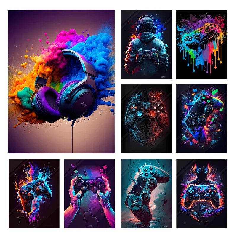 Affiche Chambre Gaming Coloré Neon