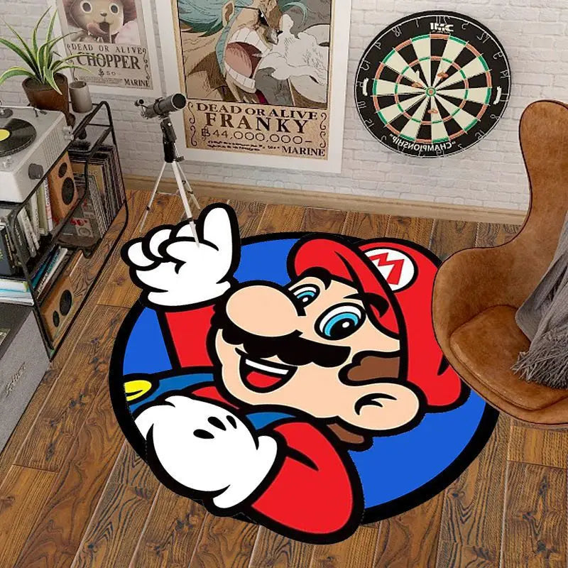 Tapis De Chambre Rond - En Forme De Mario