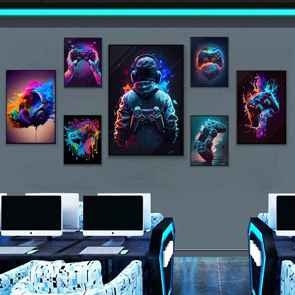 Affiche Chambre Gaming Coloré Neon