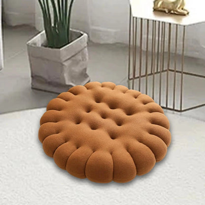 Canvanation Marron Foncé Round Coussin en forme de biscuit