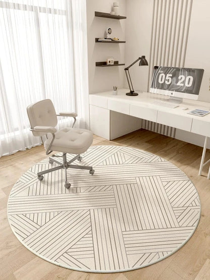 Canvanation F / 160x160CM Tapis Rond Moderne à Rayures – Super Doux Et Résistant Au Temps