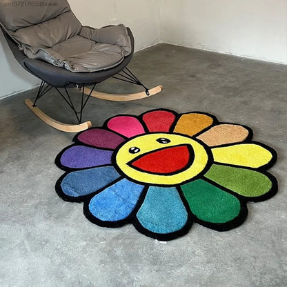 Tapis De Chambre - En Forme De Fleur Rose