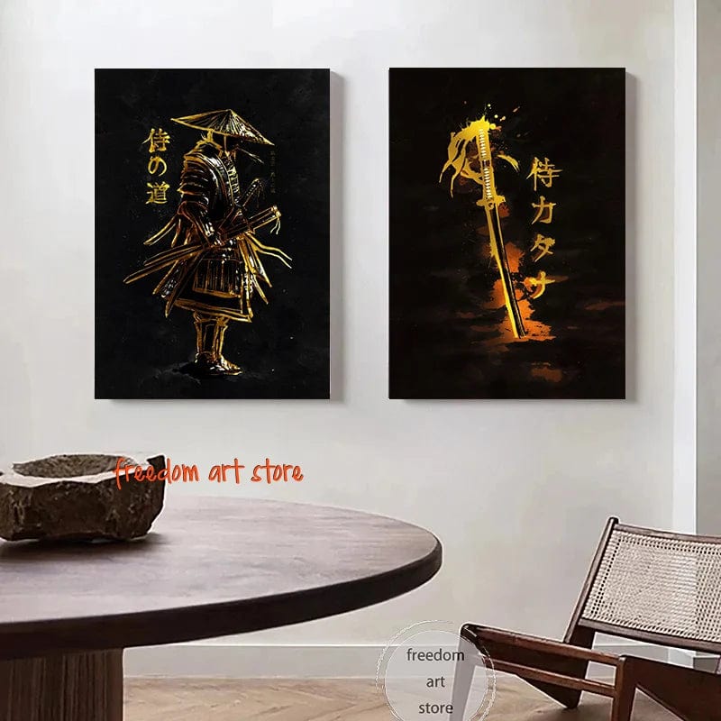 Poster D'art Japonais Geisha Samurai