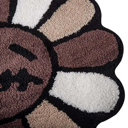 Tapis De Chambre - Aesthetic Sunflower Noir Et Marron