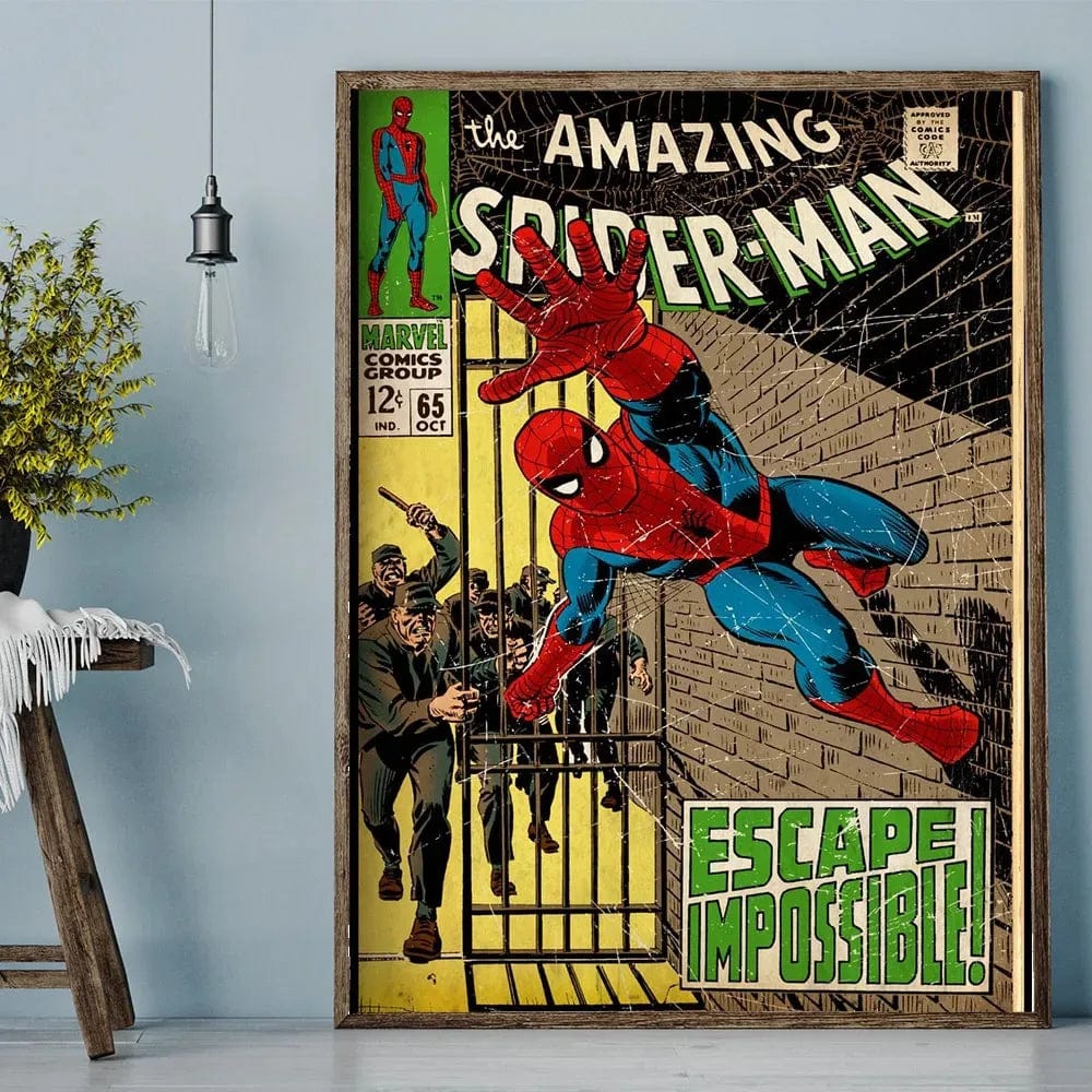 Affiche Vintage Comics Superhero Marvel Spiderman