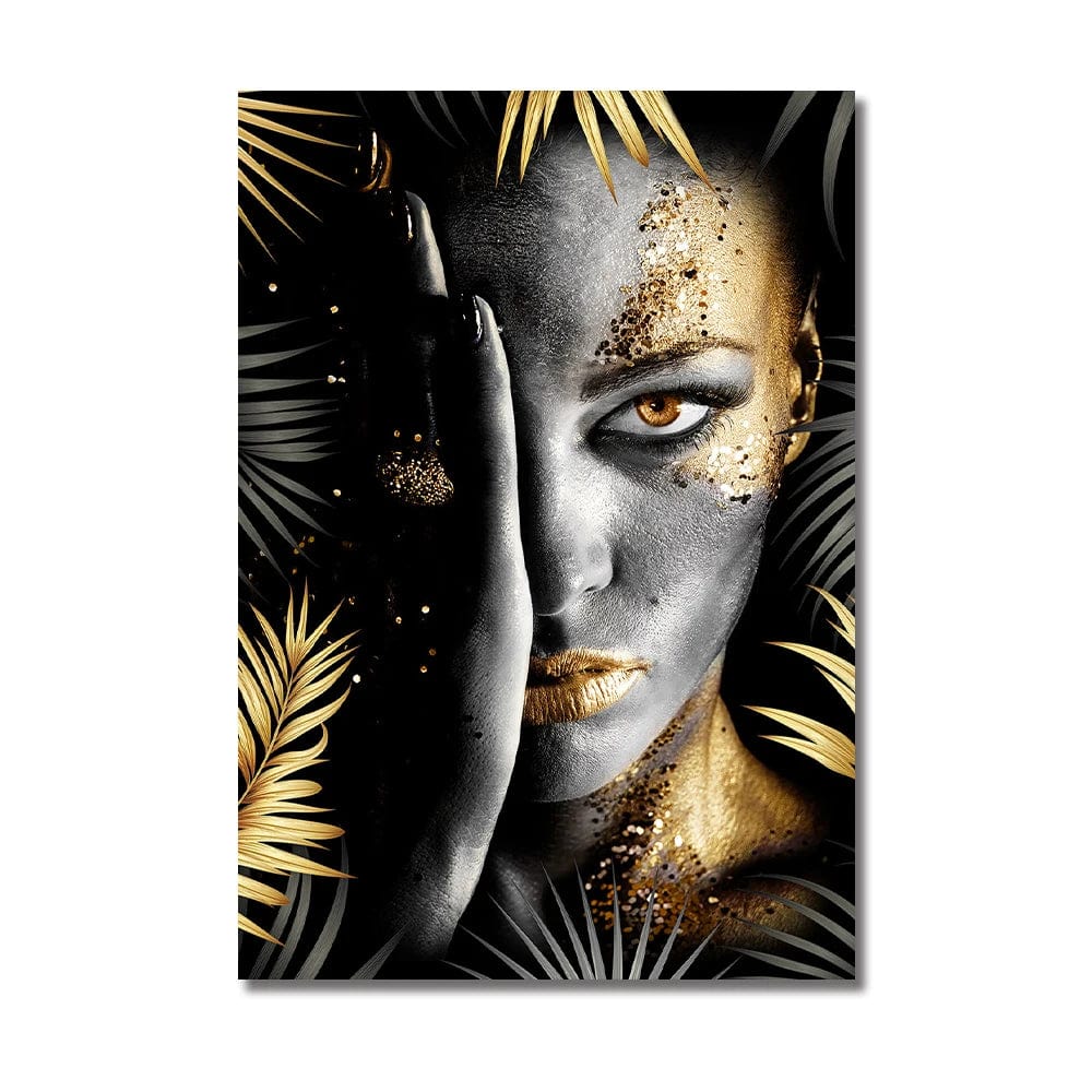 Canvanation PC 70261 / 30x40cm Affiche Visage Femme africaine Or Fleurs