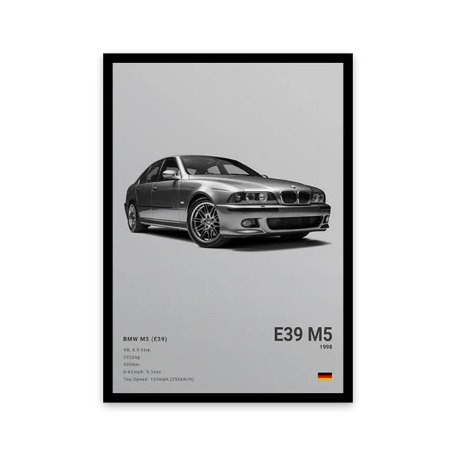 Affiche Voiture Sportif  R8 RS3 M3 M5