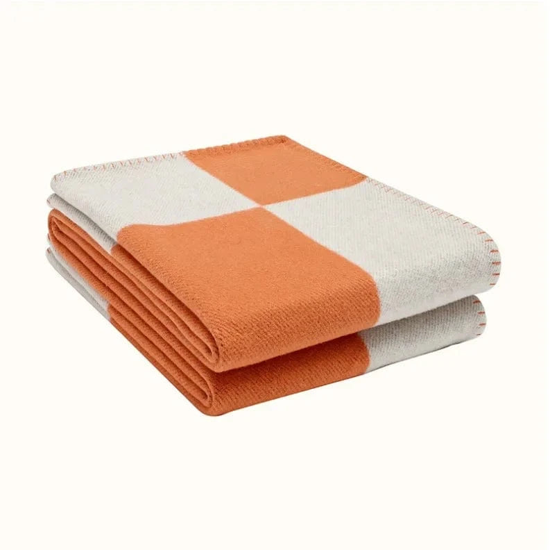 Canvanation Orange / 135x180cm Couverture Chauffante de Luxe en Cachemire - Alliez Élégance et Confort