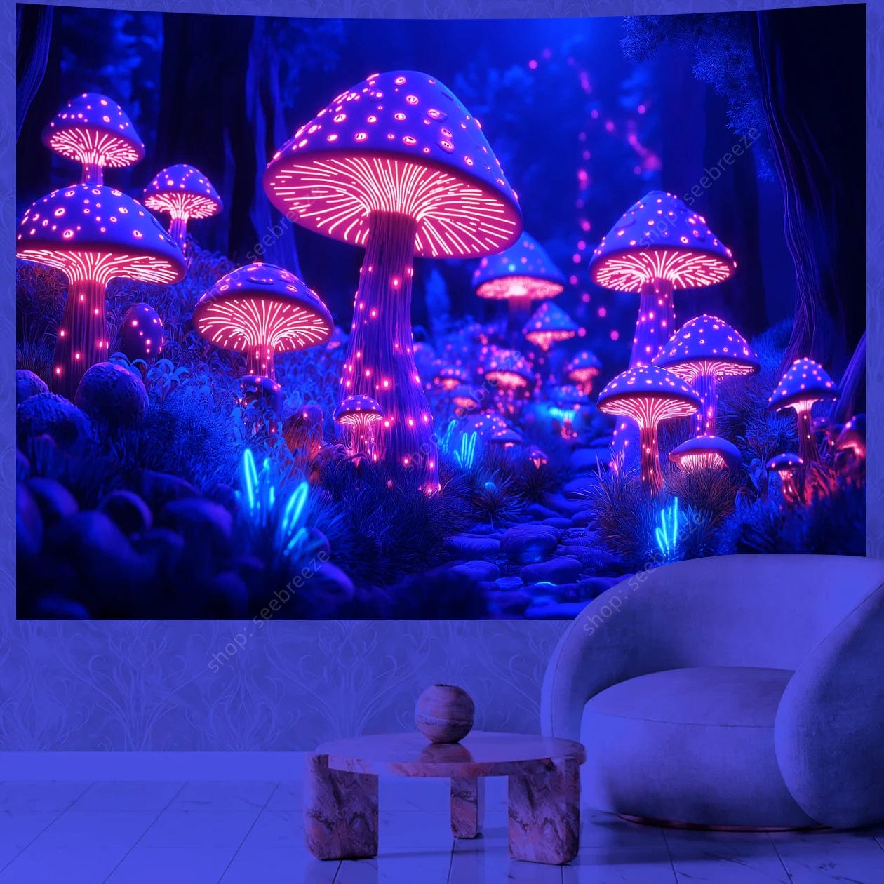 Canvanation WF2102 / 130x150cm Tapisserie Champignon Fantastique Réactif UV