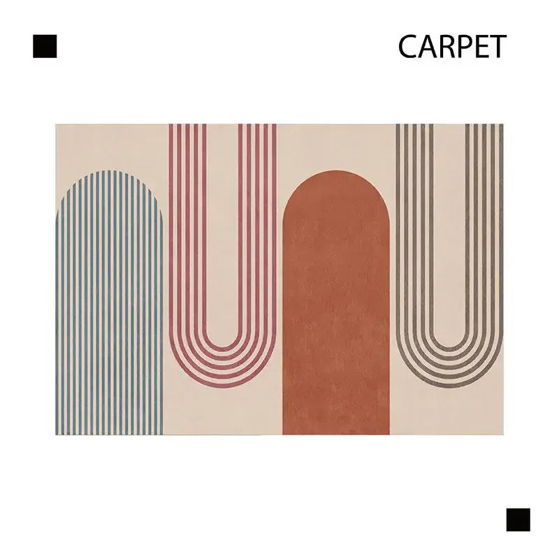 Canvanation Tapis de Chambre Scandinave Géométrique – Antidérapant, Lavable & Design Moderne