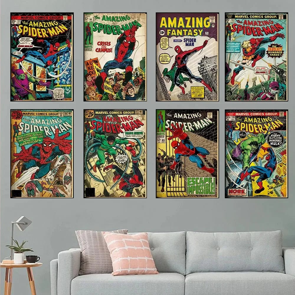 Affiche Vintage Comics Superhero Marvel Spiderman