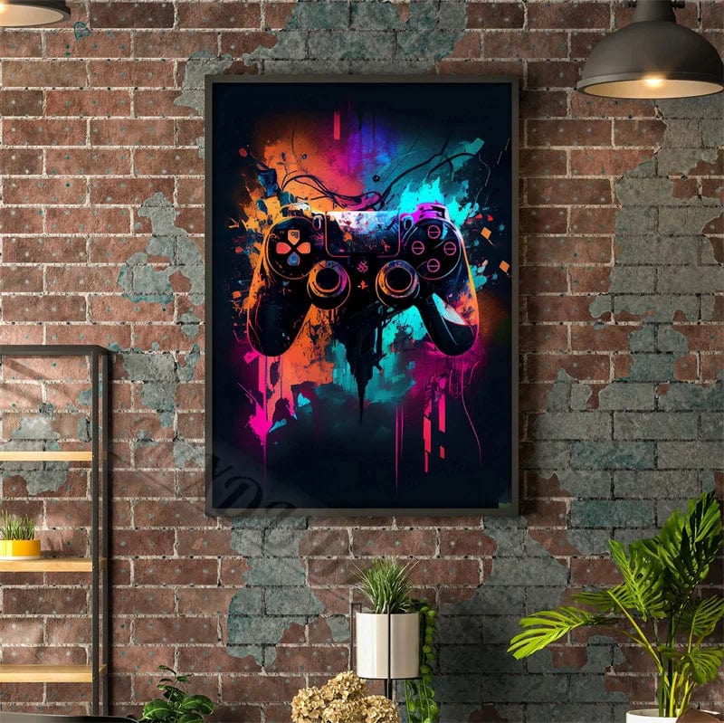 Affiche Chambre 80s Coloré Punk Neon Gaming Manette 