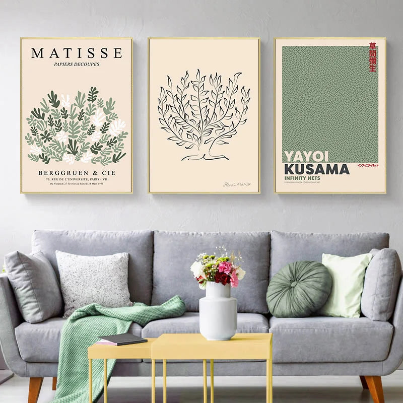 Affiche Matisse Fleurs Vert Vintage