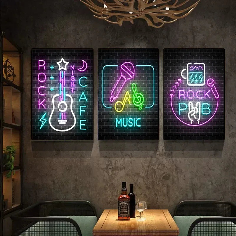 Affiche Neon Jeux Citation Musique Rock