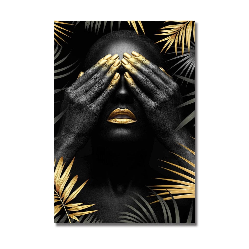 Canvanation PC 70260 / 40x60cm Affiche Visage Femme africaine Or Fleurs