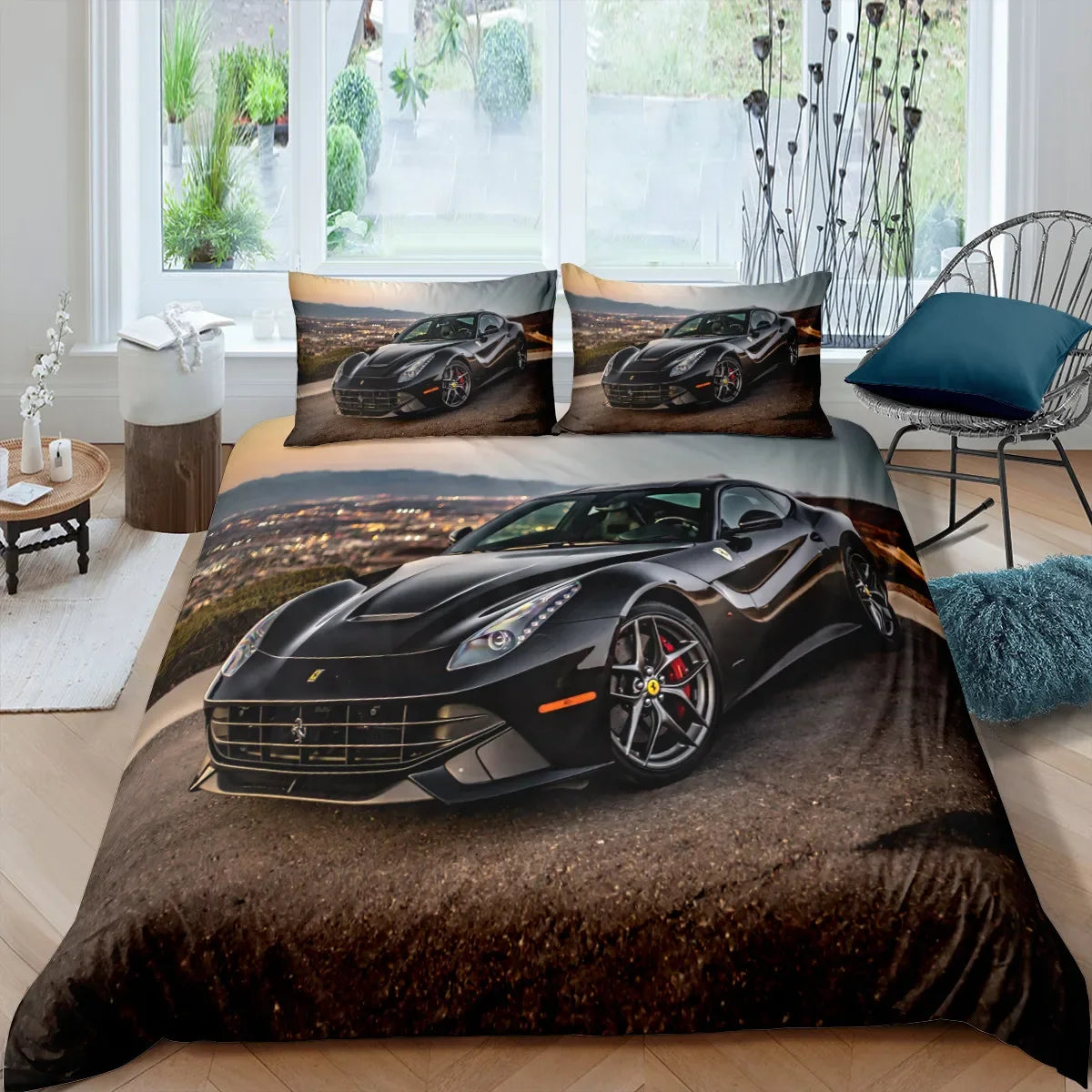 Housse De Couette - Voiture De Luxe Ferrari, Lamborghini, Mclaren, Bugatti Set 2/3pcs 3D