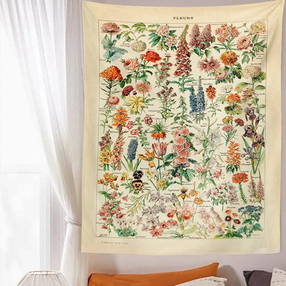 Canvanation Tapisserie Botanique Champignon, Fleurs - Élégance Naturelle pour Votre Intérieur