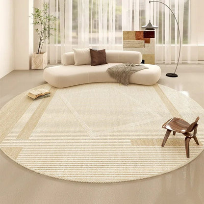 Canvanation 8 / Diametre 120cm-47in Tapis De Salon Rond Beige Salon