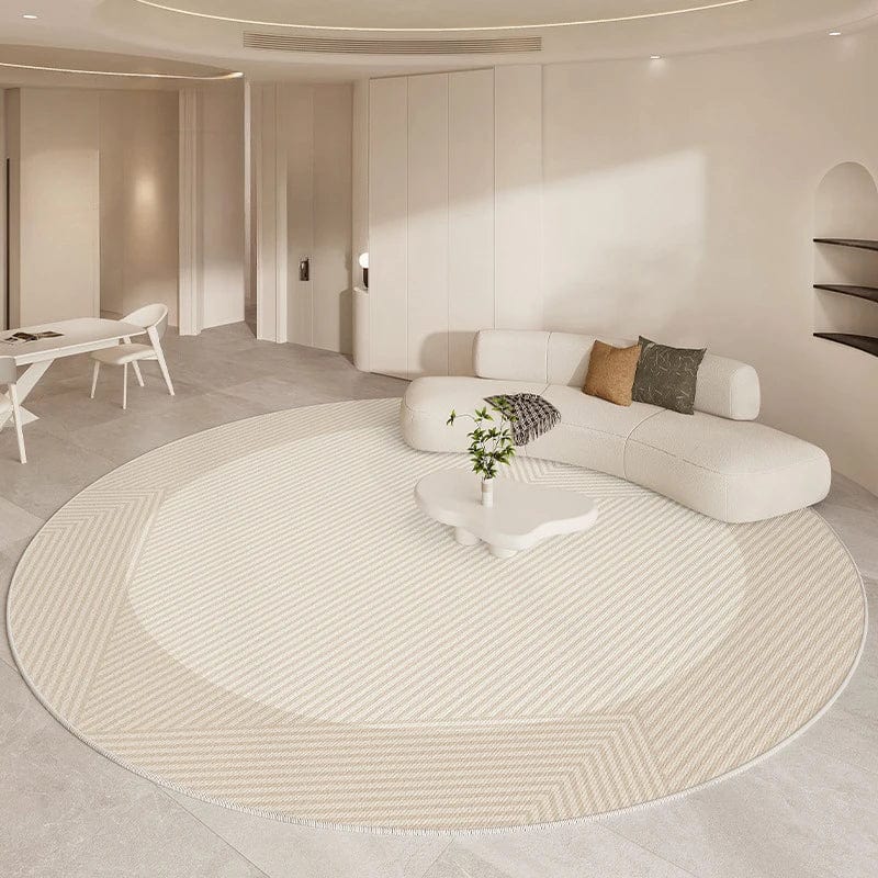 Canvanation AX015-2-F / Diametre 240cm Tapis De Salon - Rond Noir Et Beige