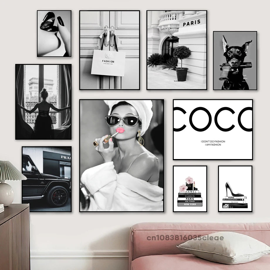 Affiche Marque De Luxe Coco Noir Et Blanc