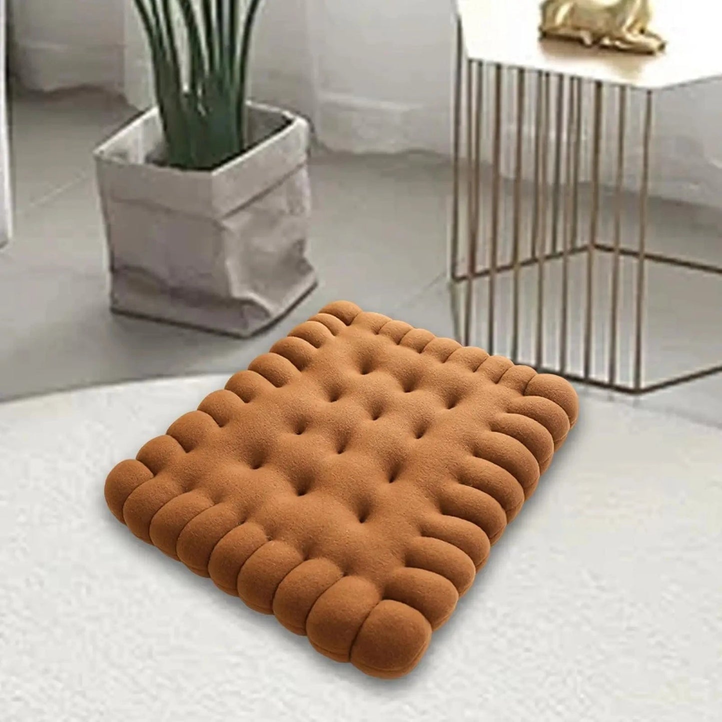 Canvanation Marron Square Coussin en forme de biscuit