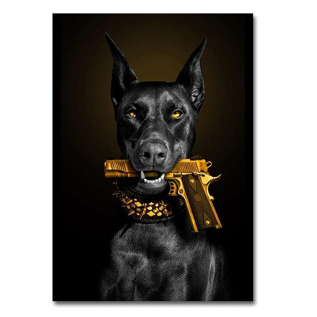 Canvanation 40x60cm / A Affiche Chien Avec Un Pistolet En Or