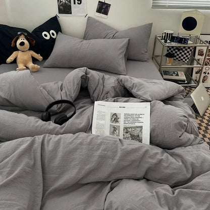 Canvanation Gris / 180x220cm Full Housse de Couette Unie – 100% Polyester Coton Toucher Doux, 300TC, Qualité Grade A